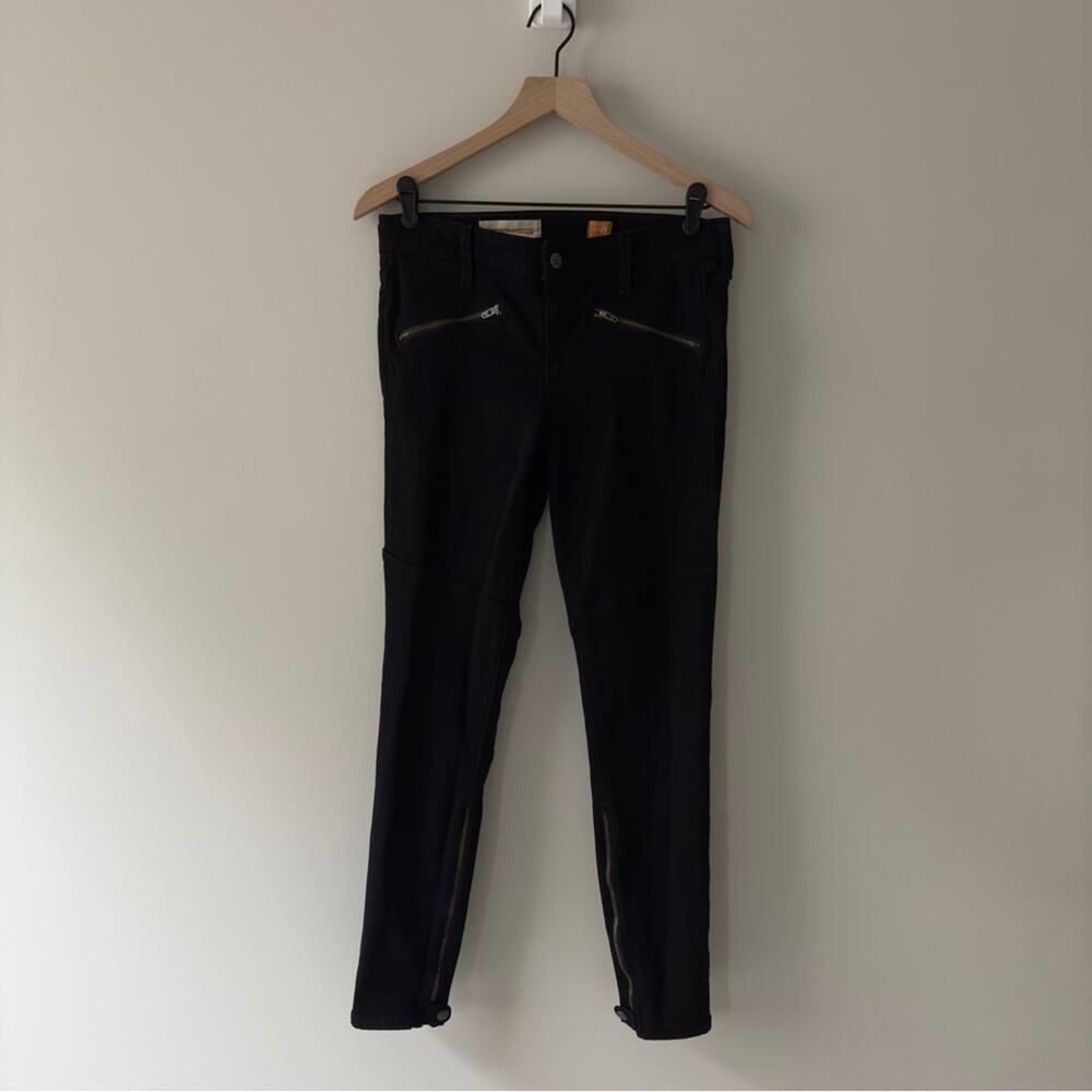 Pilcro and the Letterpress Anthropologie Ankle zipper Jeans Pockets Black denim